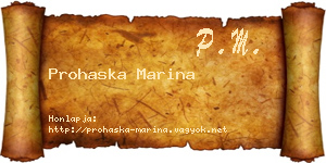 Prohaska Marina névjegykártya